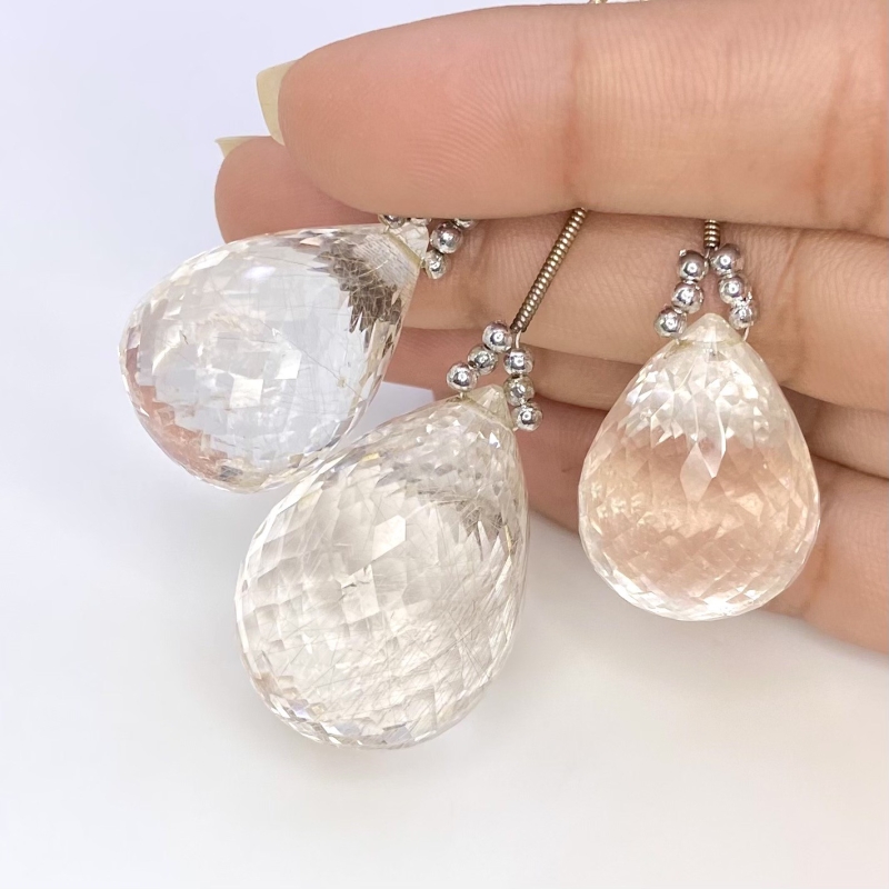  207.10 Carat Feldspar 26-32mm  Drop Shape AA Grade Matched Gemstone Beads Set - Total 3 Pcs.