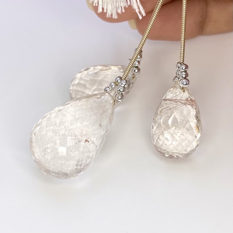  113.1 Carat Feldspar 22-30mm Briolette Drop Shape AA Grade Matched Gemstone Beads Set - Total 3 Pcs.