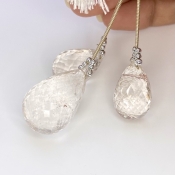  113.1 Carat Feldspar 22-30mm Briolette Drop Shape AA Grade Matched Gemstone Beads Set - Total 3 Pcs.