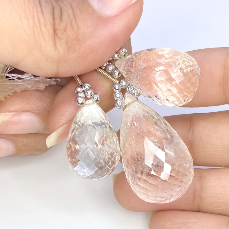  113.1 Carat Feldspar 22-30mm Briolette Drop Shape AA Grade Matched Gemstone Beads Set - Total 3 Pcs.