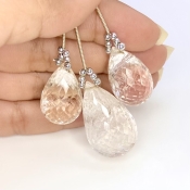  113.1 Carat Feldspar 22-30mm Briolette Drop Shape AA Grade Matched Gemstone Beads Set - Total 3 Pcs.