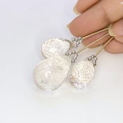  113.1 Carat Feldspar 22-30mm Briolette Drop Shape AA Grade Matched Gemstone Beads Set - Total 3 Pcs.