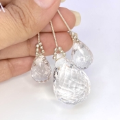  105.45 Carat Feldspar 18-29mm Briolette Drop Shape AA Grade Matched Gemstone Beads Set - Total 3 Pcs.