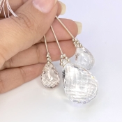  105.45 Carat Feldspar 18-29mm Briolette Drop Shape AA Grade Matched Gemstone Beads Set - Total 3 Pcs.