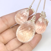  163.15 Carat Feldspar 22-31mm Briolette Drop Shape AA Grade Matched Gemstone Beads Set - Total 3 Pcs.