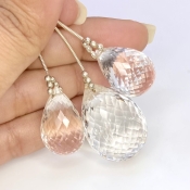  163.15 Carat Feldspar 22-31mm Briolette Drop Shape AA Grade Matched Gemstone Beads Set - Total 3 Pcs.