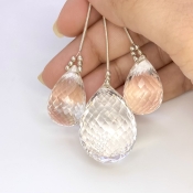  163.15 Carat Feldspar 22-31mm Briolette Drop Shape AA Grade Matched Gemstone Beads Set - Total 3 Pcs.