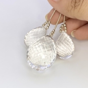  163.15 Carat Feldspar 22-31mm Briolette Drop Shape AA Grade Matched Gemstone Beads Set - Total 3 Pcs.