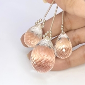  163.15 Carat Feldspar 22-31mm Briolette Drop Shape AA Grade Matched Gemstone Beads Set - Total 3 Pcs.