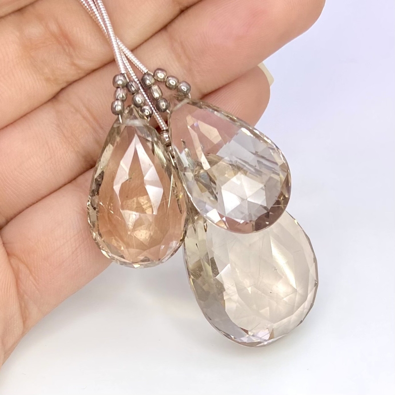  128.35 Carat Feldspar 25-35mm  Pear Shape AA Grade Matched Gemstone Beads Set - Total 3 Pcs.