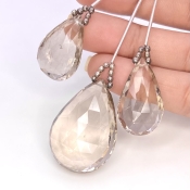  128.35 Carat Feldspar 25-35mm  Pear Shape AA Grade Matched Gemstone Beads Set - Total 3 Pcs.