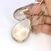  128.35 Carat Feldspar 25-35mm  Pear Shape AA Grade Matched Gemstone Beads Set - Total 3 Pcs.