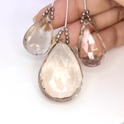  128.35 Carat Feldspar 25-35mm  Pear Shape AA Grade Matched Gemstone Beads Set - Total 3 Pcs.