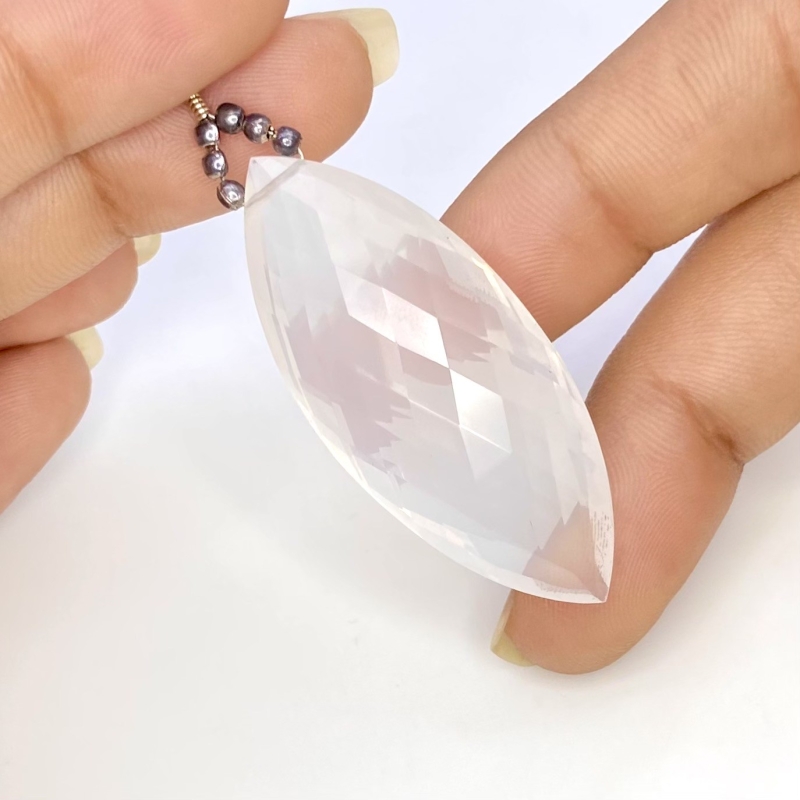  61.80 Cts. Ice Quartz 43x19mm Briolette Marquise Shape AAA Grade Loose Gemstone Bead - Total 1 Pc.
