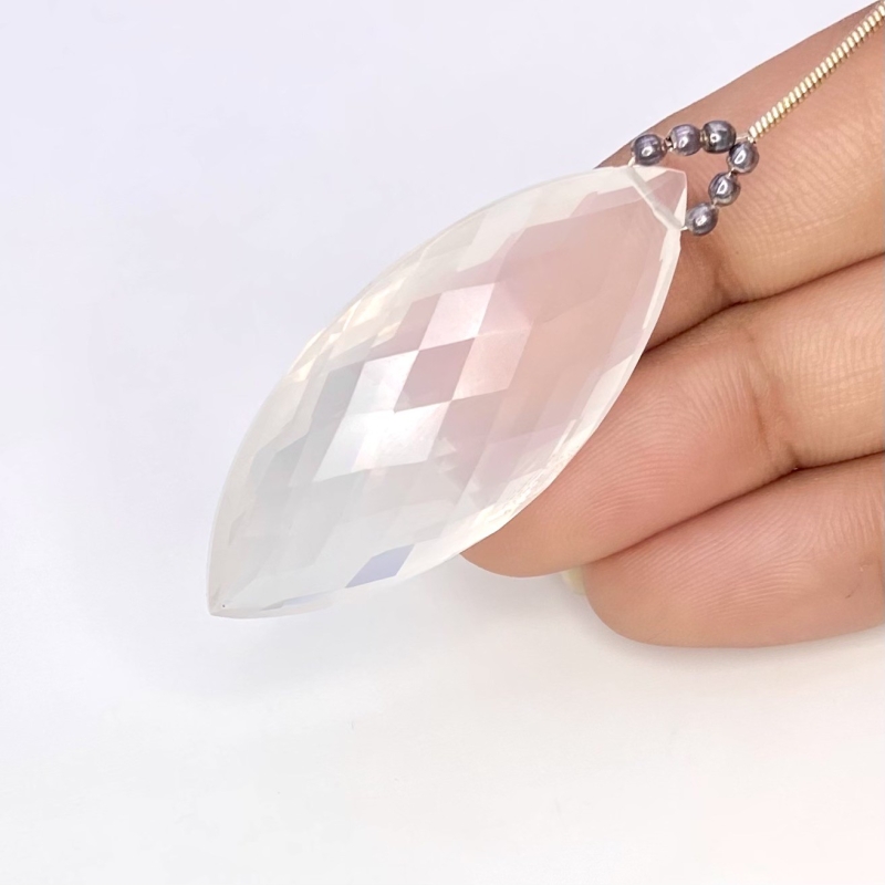  61.80 Cts. Ice Quartz 43x19mm Briolette Marquise Shape AAA Grade Loose Gemstone Bead - Total 1 Pc.