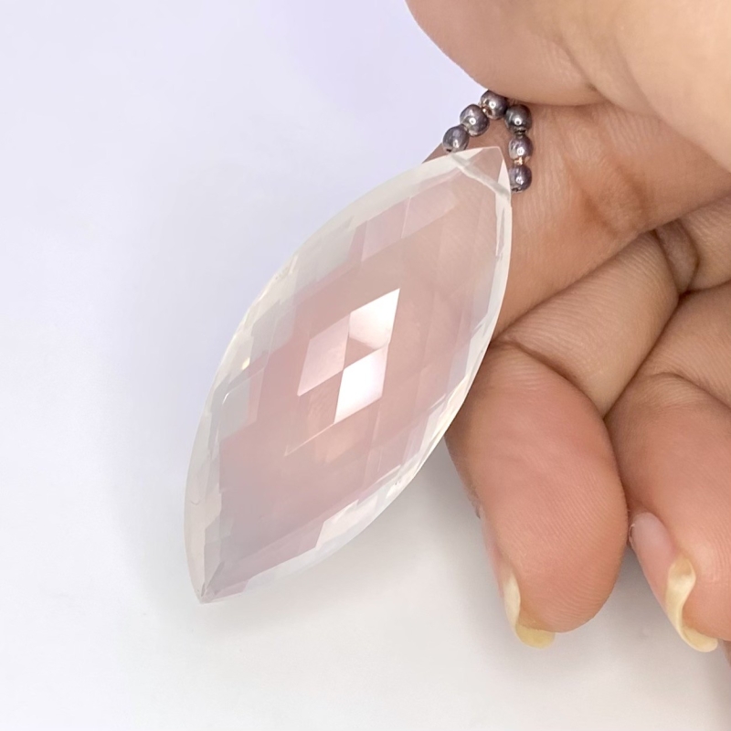  61.80 Cts. Ice Quartz 43x19mm Briolette Marquise Shape AAA Grade Loose Gemstone Bead - Total 1 Pc.