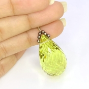  65.7 Cts. Lemon Quartz 32mm Briolette Drop Shape AAA Grade Loose Gemstone Bead - Total 1 Pc.