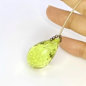  65.7 Cts. Lemon Quartz 32mm Briolette Drop Shape AAA Grade Loose Gemstone Bead - Total 1 Pc.