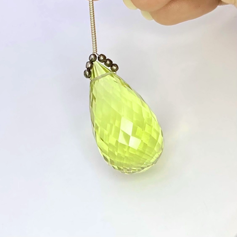  65.7 Cts. Lemon Quartz 32mm Briolette Drop Shape AAA Grade Loose Gemstone Bead - Total 1 Pc.