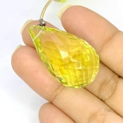 65.7 Cts. Lemon Quartz 32mm Briolette Drop Shape AAA Grade Loose Gemstone Bead - Total 1 Pc.