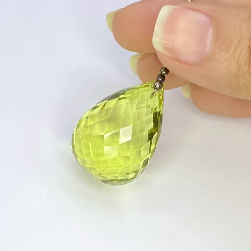  69.55 Cts. Lemon Quartz 28mm Briolette Drop Shape AAA Grade Loose Gemstone Bead - Total 1 Pc.