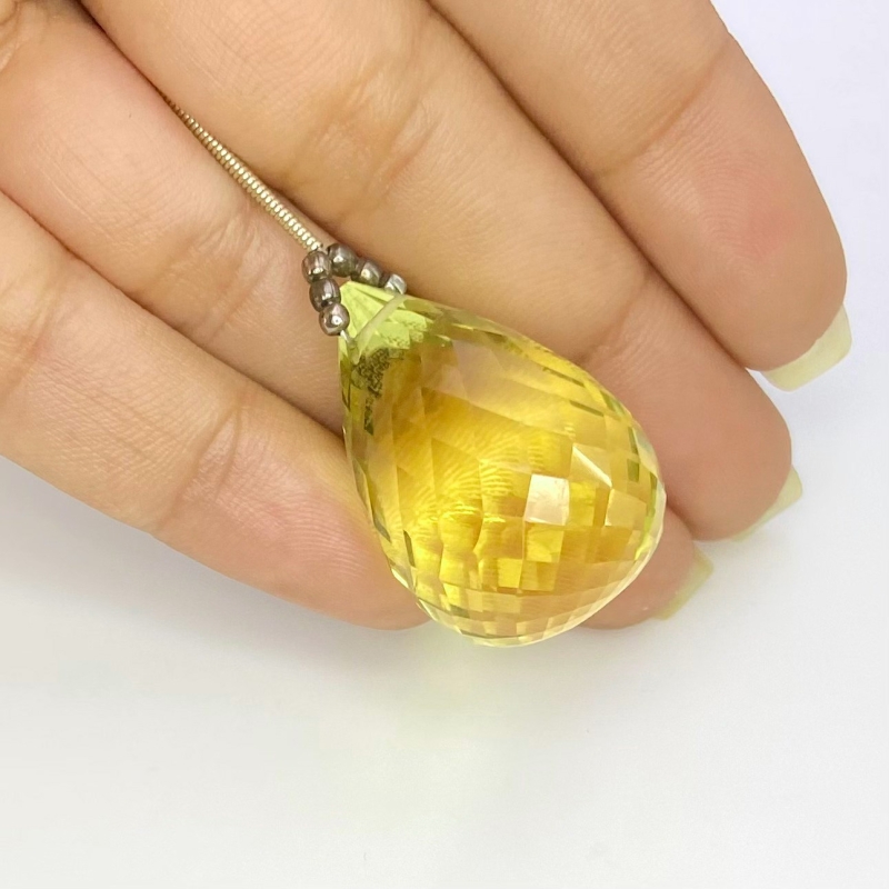  69.55 Cts. Lemon Quartz 28mm Briolette Drop Shape AAA Grade Loose Gemstone Bead - Total 1 Pc.