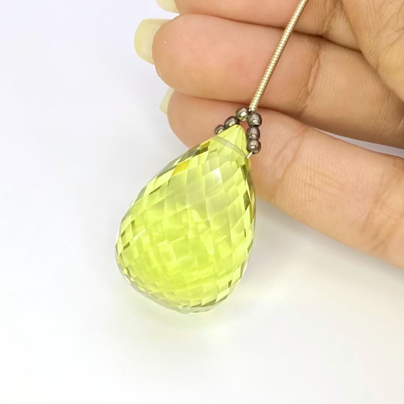  69.55 Cts. Lemon Quartz 28mm Briolette Drop Shape AAA Grade Loose Gemstone Bead - Total 1 Pc.