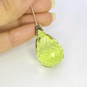  69.55 Cts. Lemon Quartz 28mm Briolette Drop Shape AAA Grade Loose Gemstone Bead - Total 1 Pc.