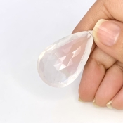  65.55 Carat Ice Quartz 38mm Briolette Pear Shape AA Grade Loose Gemstone Bead - Total 1 Pc.