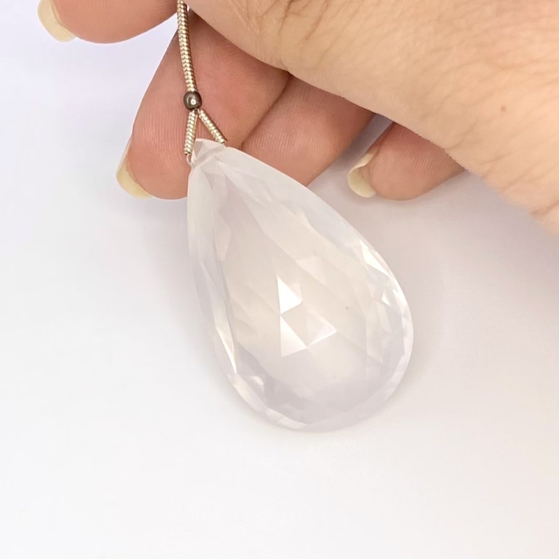  65.55 Carat Ice Quartz 38mm Briolette Pear Shape AA Grade Loose Gemstone Bead - Total 1 Pc.
