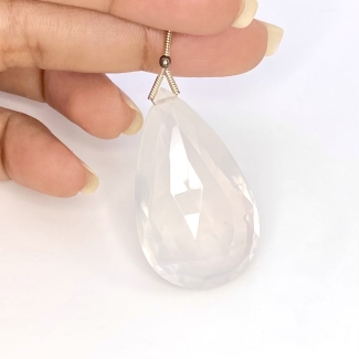  65.55 Carat Ice Quartz 38mm Briolette Pear Shape AA Grade Loose Gemstone Bead - Total 1 Pc.