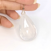  65.55 Carat Ice Quartz 38mm Briolette Pear Shape AA Grade Loose Gemstone Bead - Total 1 Pc.