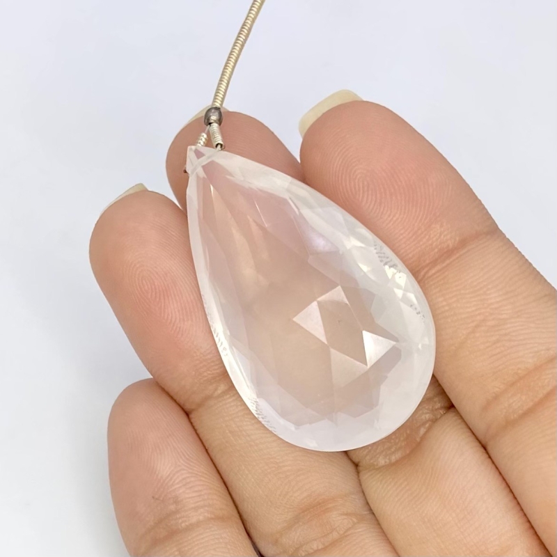  65.55 Carat Ice Quartz 38mm Briolette Pear Shape AA Grade Loose Gemstone Bead - Total 1 Pc.