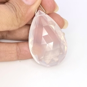  80.70 Cts. Ice Quartz 41mm Briolette Pear Shape AAA Grade Loose Gemstone Bead - Total 1 Pc.