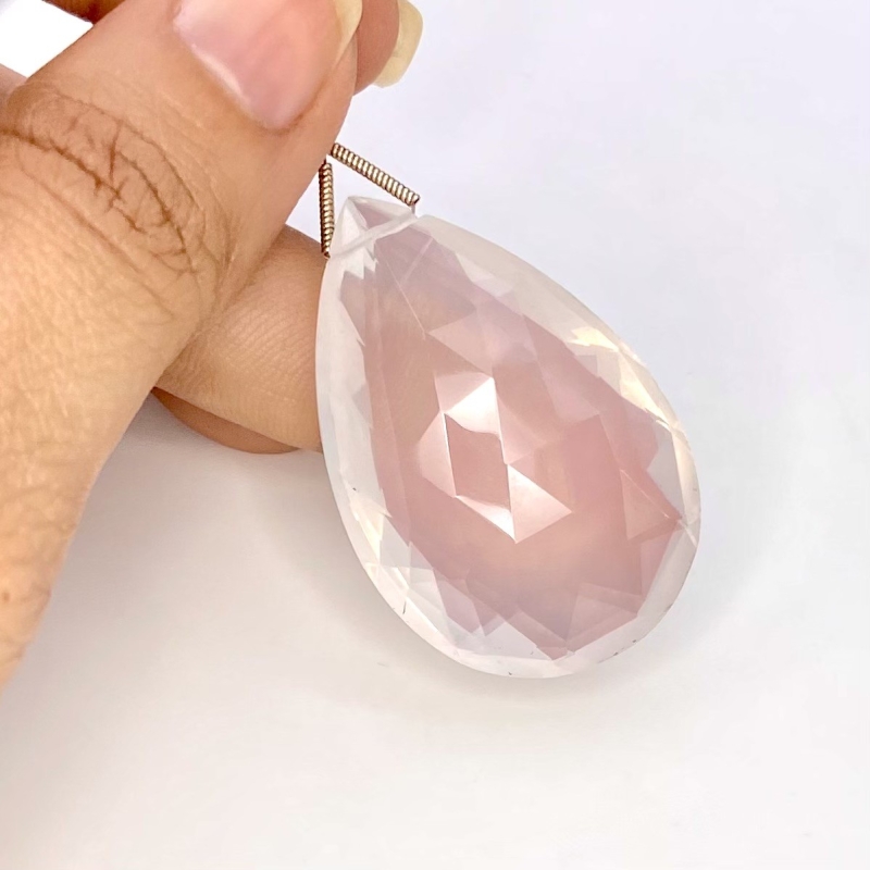  80.70 Cts. Ice Quartz 41mm Briolette Pear Shape AAA Grade Loose Gemstone Bead - Total 1 Pc.