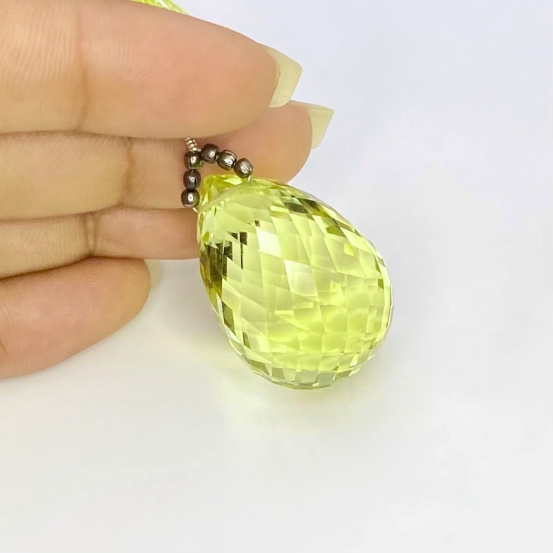  80.55 Cts. Lemon Quartz 29mm Briolette Drop Shape AAA Grade Loose Gemstone Bead - Total 1 Pc.