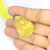  80.55 Cts. Lemon Quartz 29mm Briolette Drop Shape AAA Grade Loose Gemstone Bead - Total 1 Pc.