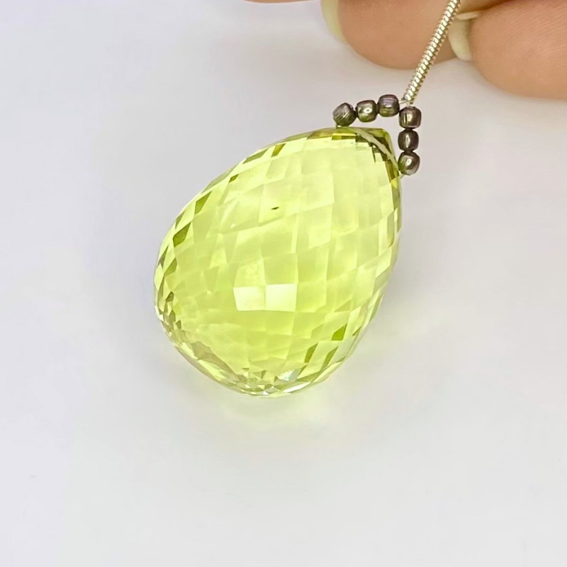  80.55 Cts. Lemon Quartz 29mm Briolette Drop Shape AAA Grade Loose Gemstone Bead - Total 1 Pc.