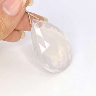  86 Cts. Ice Quartz 41.5mm Briolette Pear Shape AAA Grade Loose Gemstone Bead - Total 1 Pc.