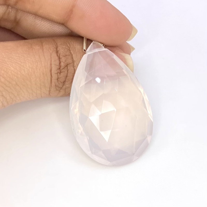  86 Cts. Ice Quartz 41.5mm Briolette Pear Shape AAA Grade Loose Gemstone Bead - Total 1 Pc.