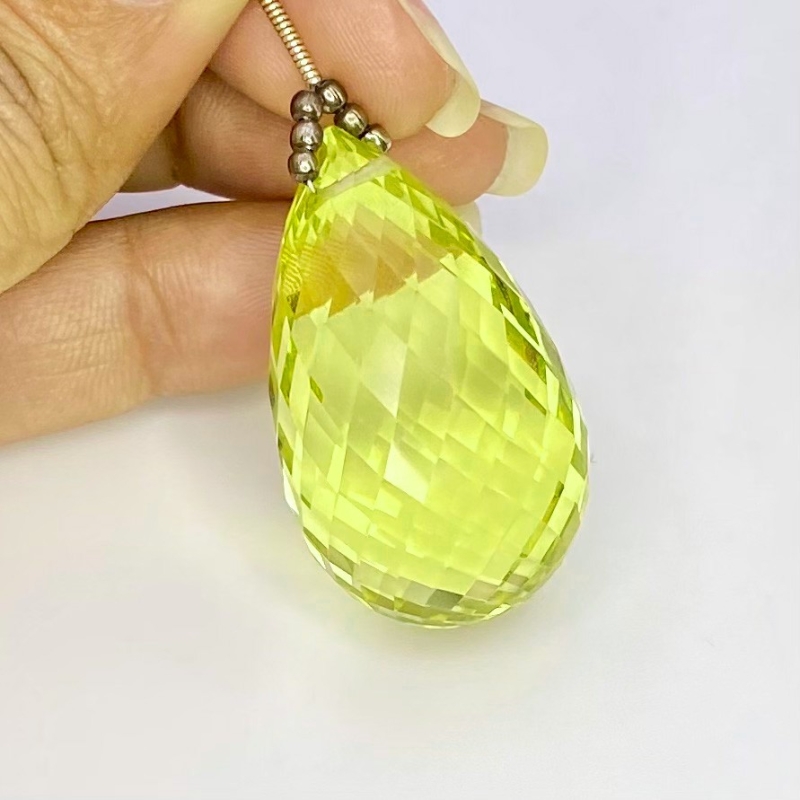  87.45 Cts. Lemon Quartz 34.5mm Briolette Drop Shape AAA Grade Loose Gemstone Bead - Total 1 Pc.