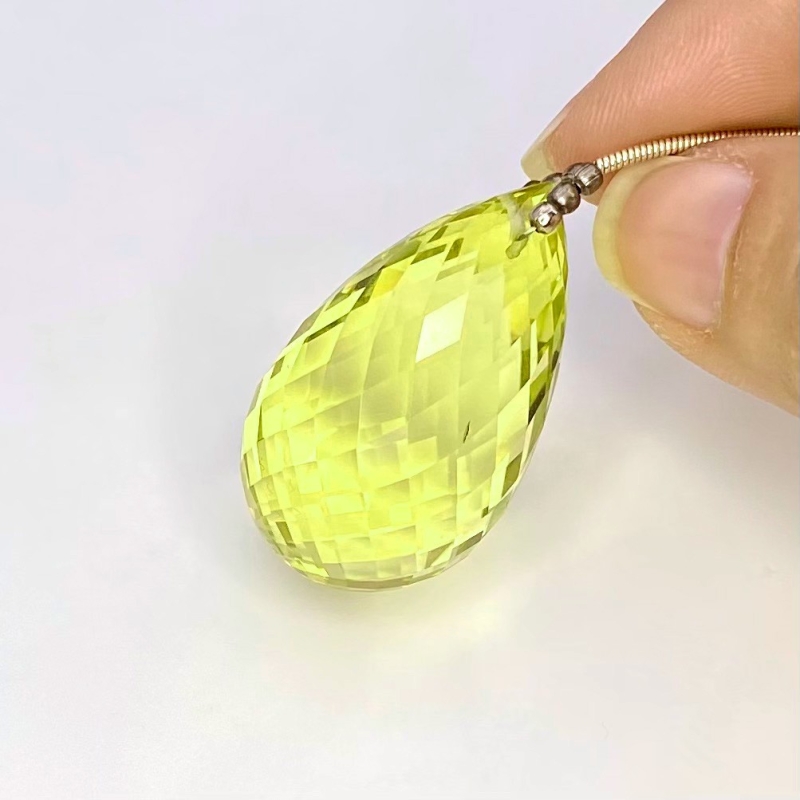  87.45 Cts. Lemon Quartz 34.5mm Briolette Drop Shape AAA Grade Loose Gemstone Bead - Total 1 Pc.