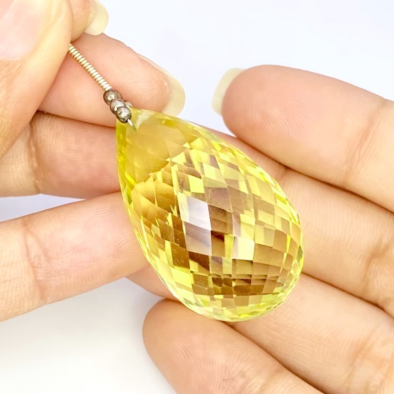  87.45 Cts. Lemon Quartz 34.5mm Briolette Drop Shape AAA Grade Loose Gemstone Bead - Total 1 Pc.