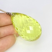  87.45 Cts. Lemon Quartz 34.5mm Briolette Drop Shape AAA Grade Loose Gemstone Bead - Total 1 Pc.