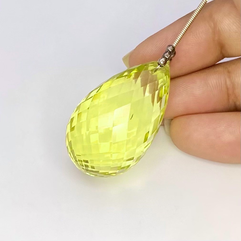  87.45 Cts. Lemon Quartz 34.5mm Briolette Drop Shape AAA Grade Loose Gemstone Bead - Total 1 Pc.