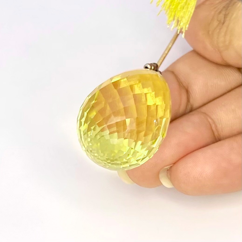  87.45 Cts. Lemon Quartz 34.5mm Briolette Drop Shape AAA Grade Loose Gemstone Bead - Total 1 Pc.
