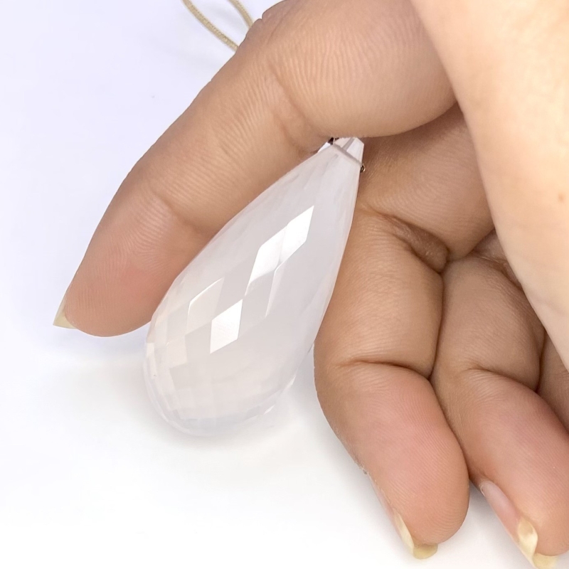  98.30 Cts. Ice Quartz 42.5mm Briolette Drop Shape AAA Grade Loose Gemstone Bead - Total 1 Pc.