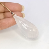  98.30 Cts. Ice Quartz 42.5mm Briolette Drop Shape AAA Grade Loose Gemstone Bead - Total 1 Pc.