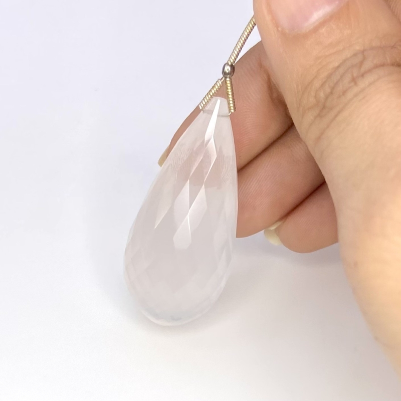  98.30 Cts. Ice Quartz 42.5mm Briolette Drop Shape AAA Grade Loose Gemstone Bead - Total 1 Pc.