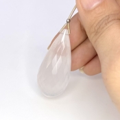  98.30 Cts. Ice Quartz 42.5mm Briolette Drop Shape AAA Grade Loose Gemstone Bead - Total 1 Pc.